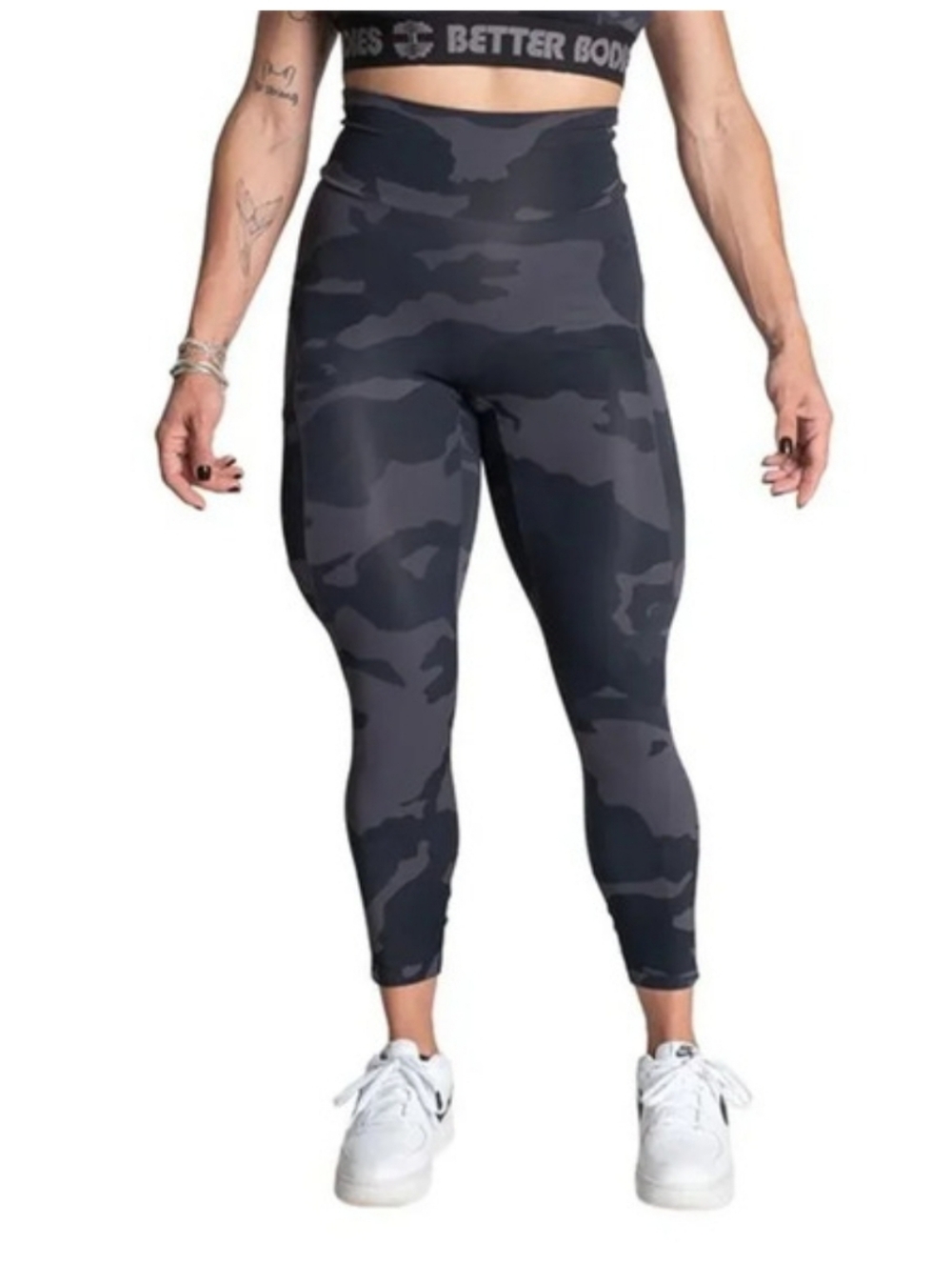 BETTER BODIES Dark Gray Camo High-Waisted Leggings